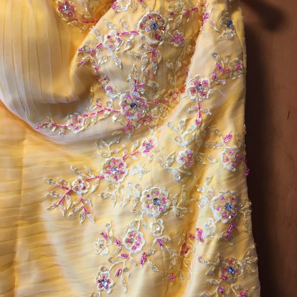 Corset yellow mermaid prom dress - Picture 2 of 5